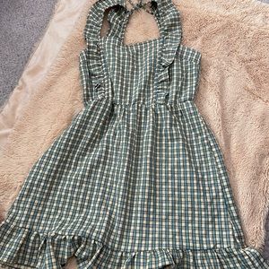 Super cute green and yellow red plaid dress!